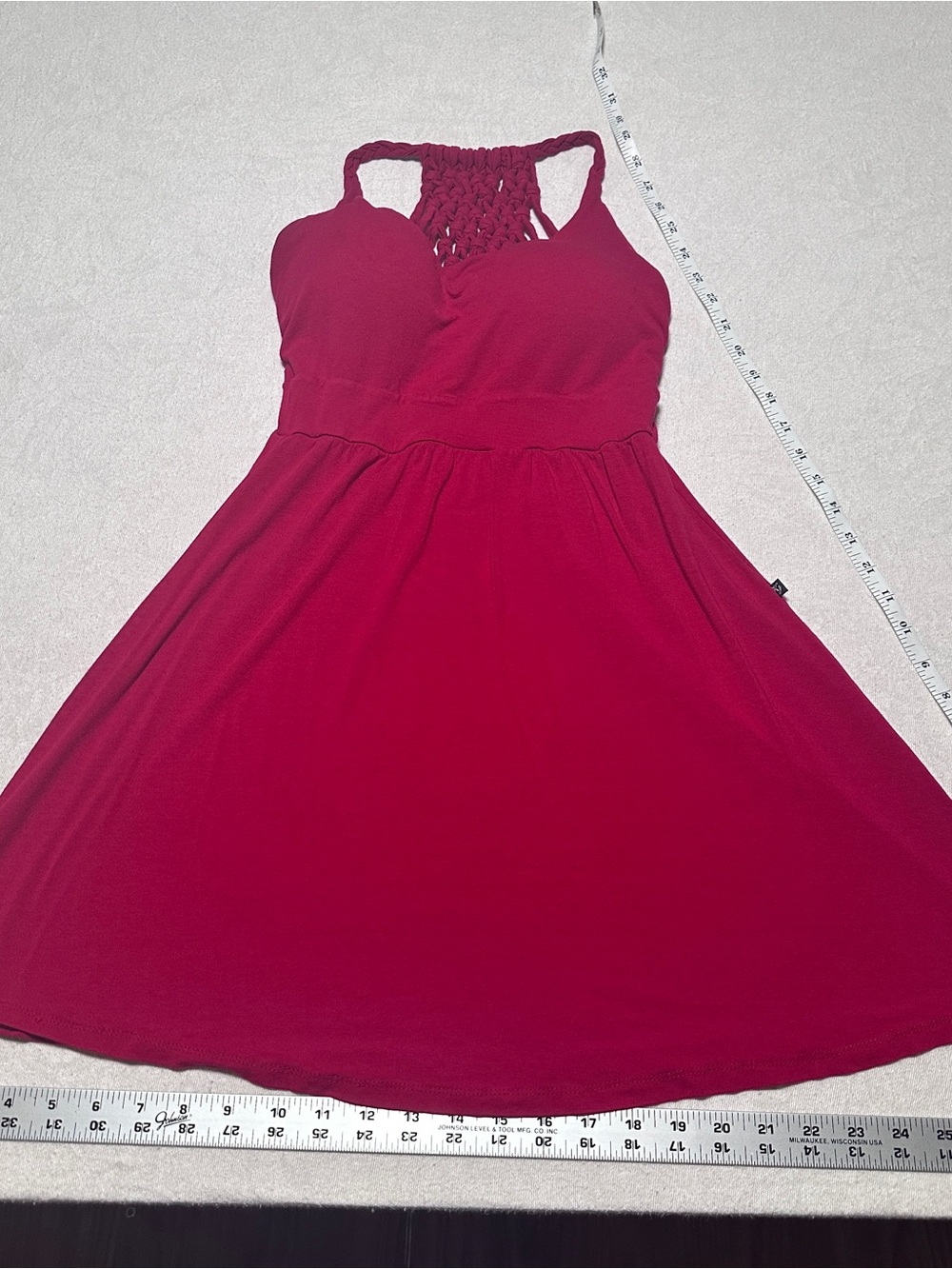 Kj Brand Red Sleeveless Macramé-Back Midi Dress